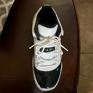 Woman’s size 7 Air Jordans black and white. Slightly worn.